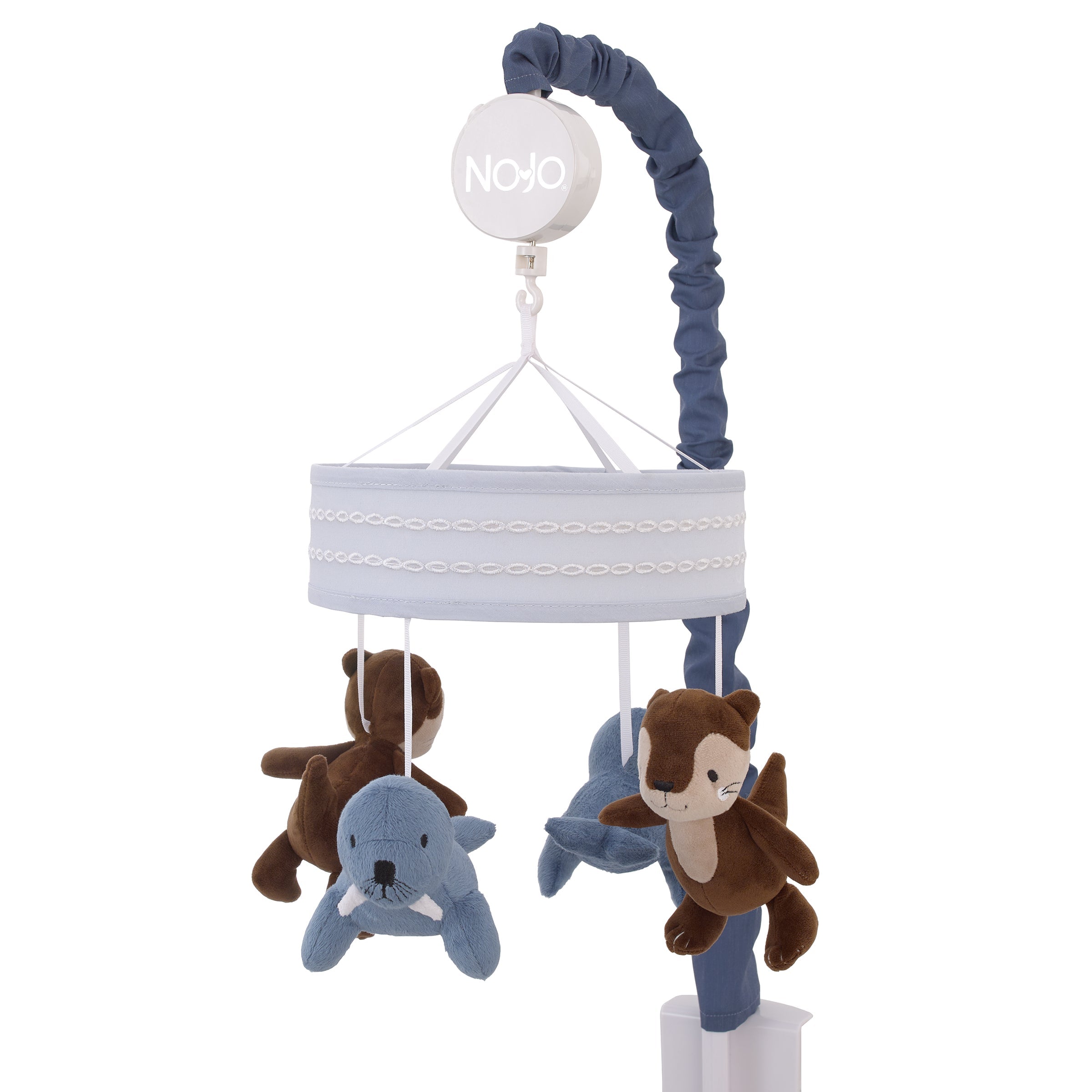 Arctic Adventure Light Blue and Brown Walrus and Sea Otter Plush Carousel Style Musical Mobile