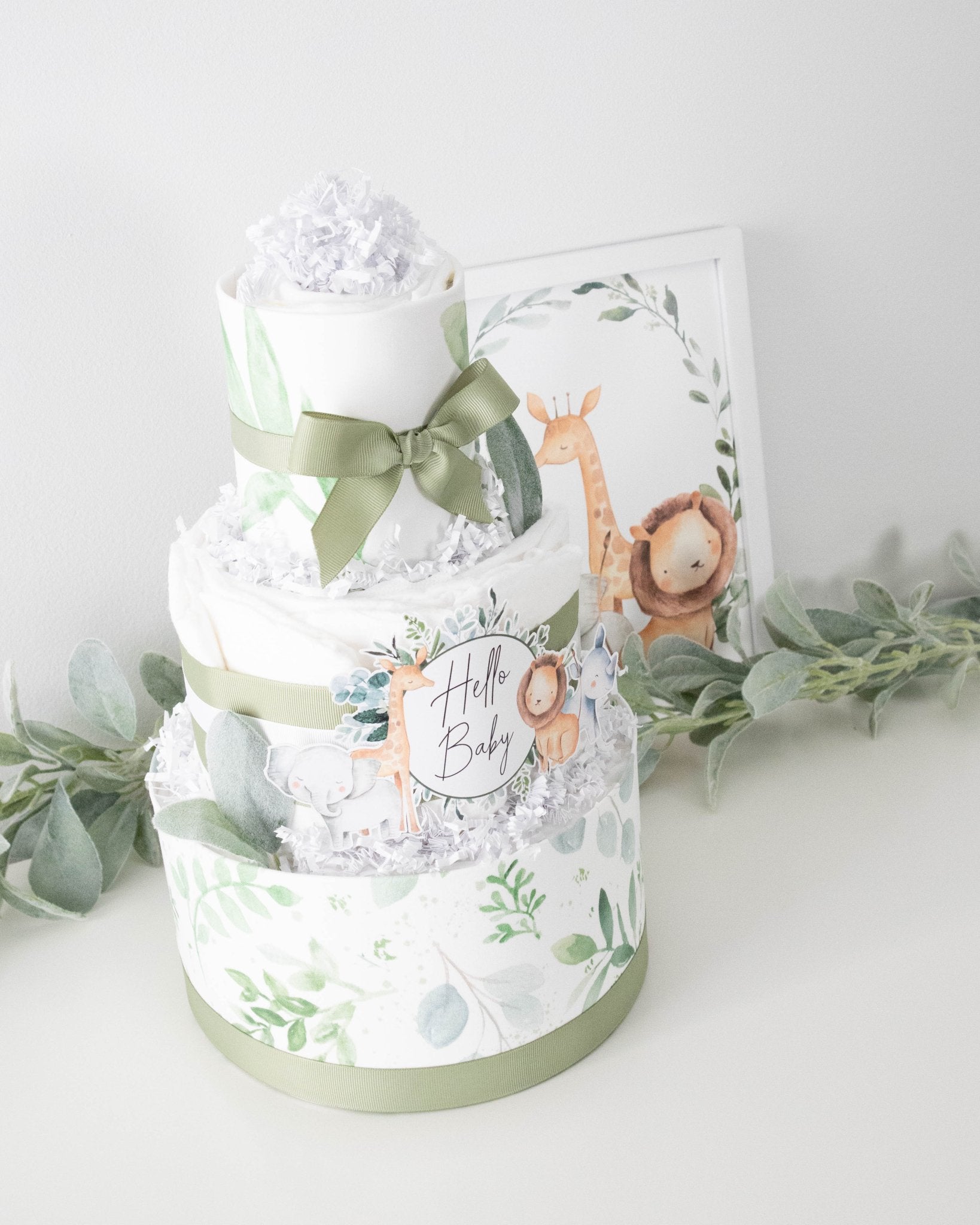 Safari Greenery Diaper Cake