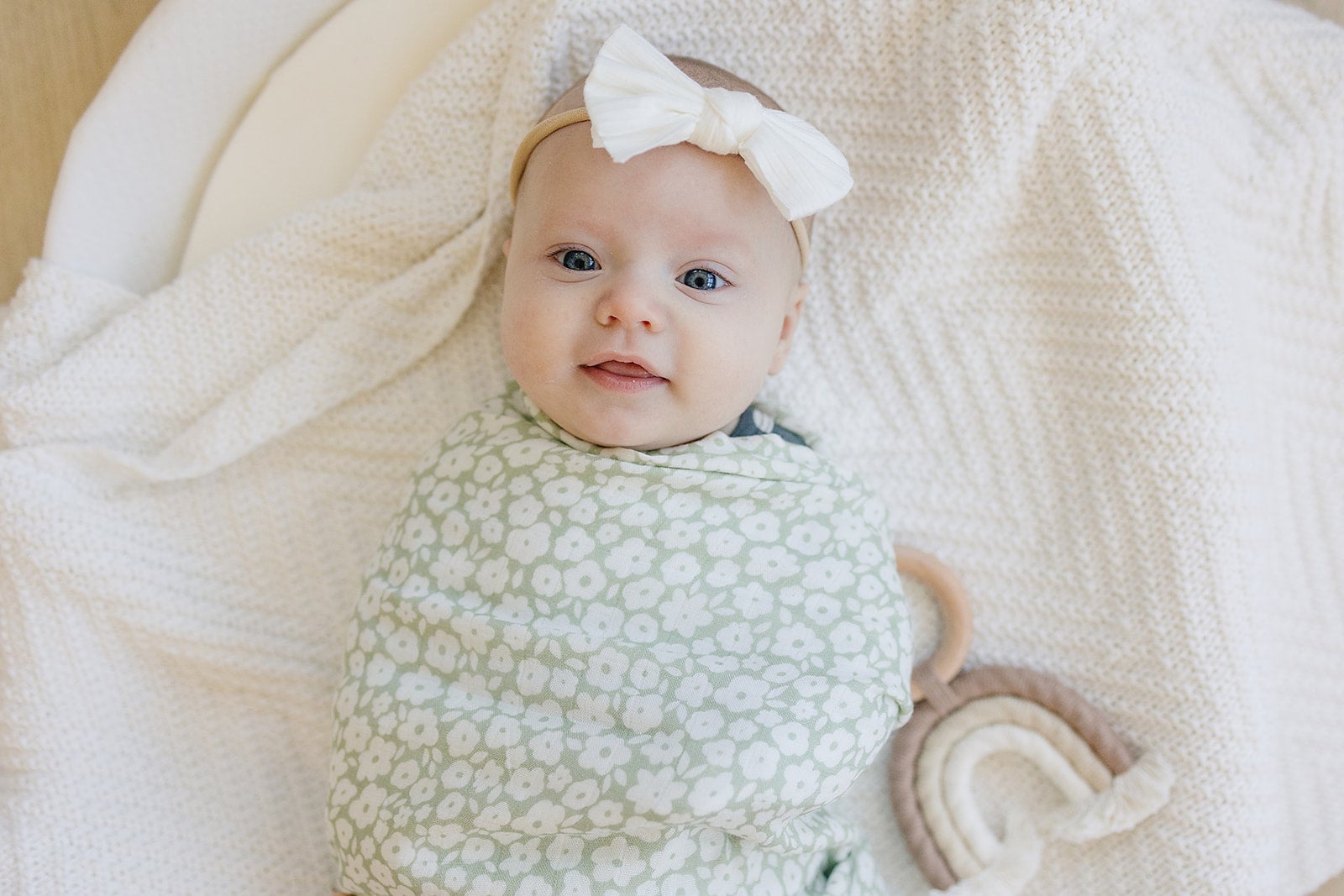 Sage Ditsy Floral Muslin Swaddle Blanket