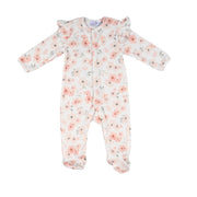 SANA | Girls Ivory Pink Blossom Cotton Jersey All-in-One