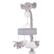 Plush Elephant Gray and White Puffy Clouds Musical Mobile