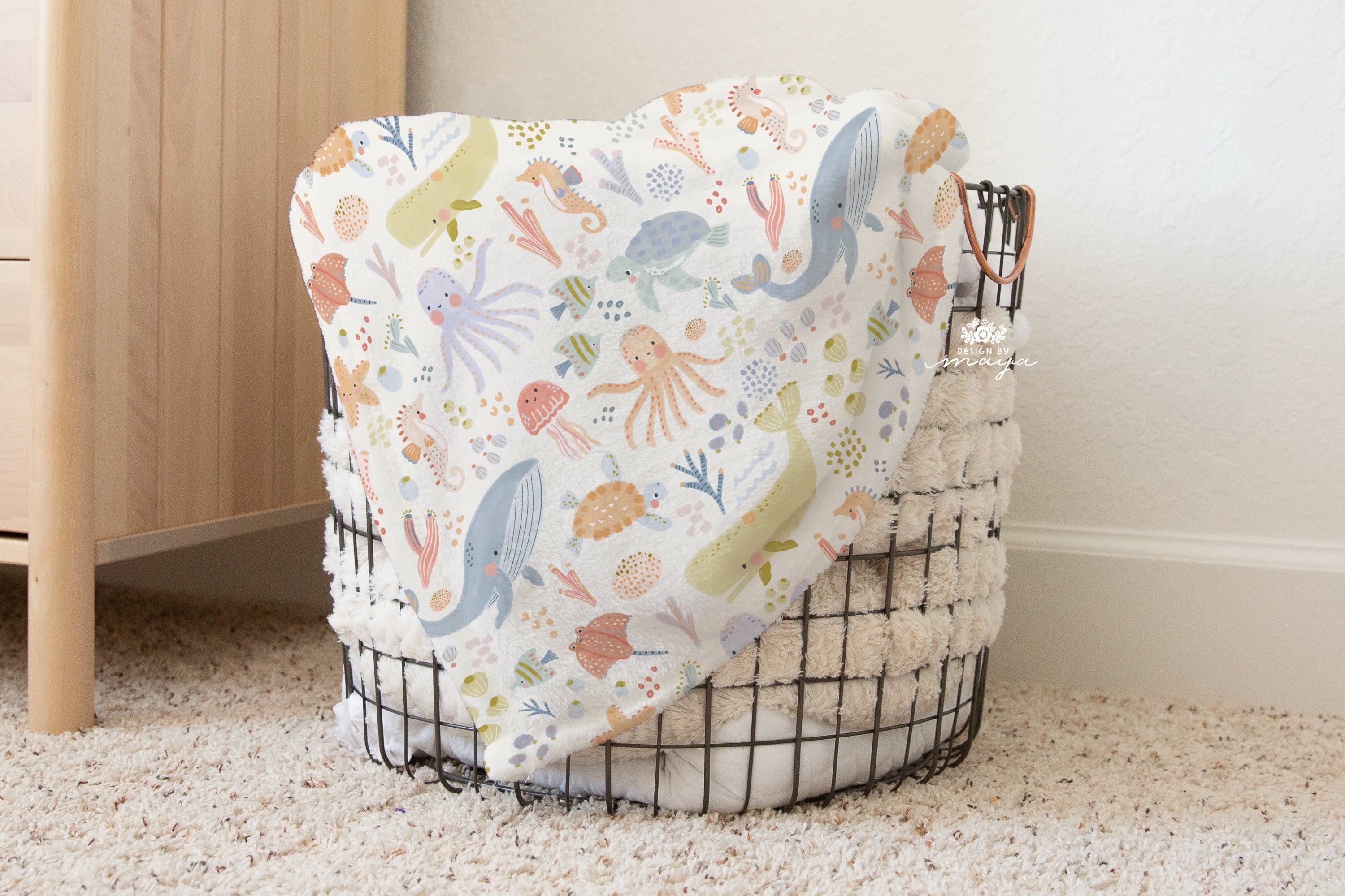 Baby Animals Ocean Life - Vintage Baby Blanket