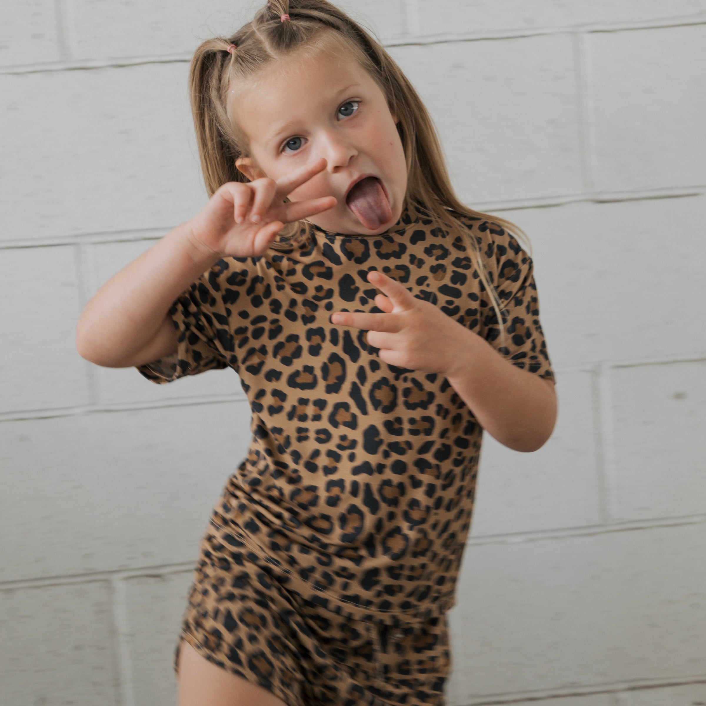 Girl's Bamboo Short Set | Leopard
