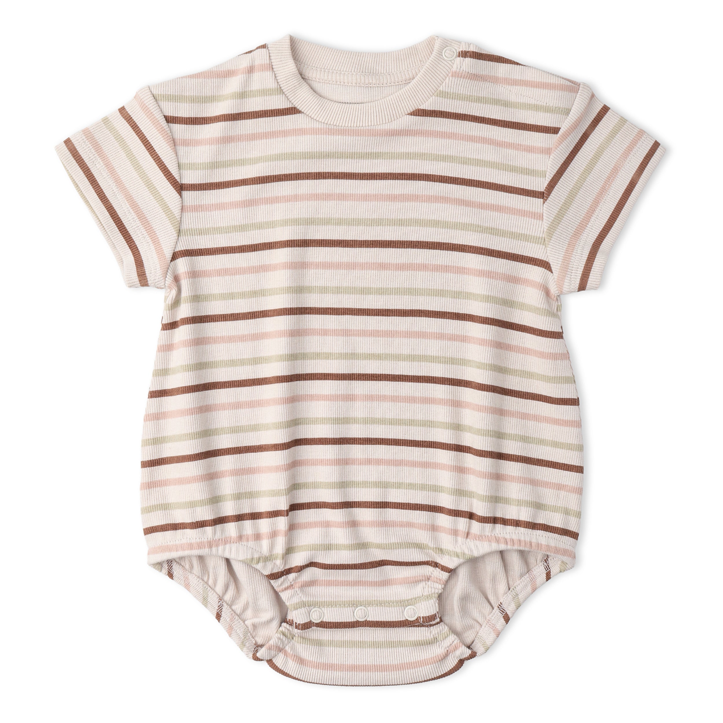 Organic Short Sleeve Bubble Romper - Terra Stripes