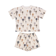 SIVAN | Boys Air Balloon Print Waffle Cotton Shorts Set