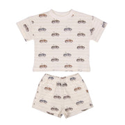 SIVAN | Boys Cars Print Waffle Cotton Shorts Set