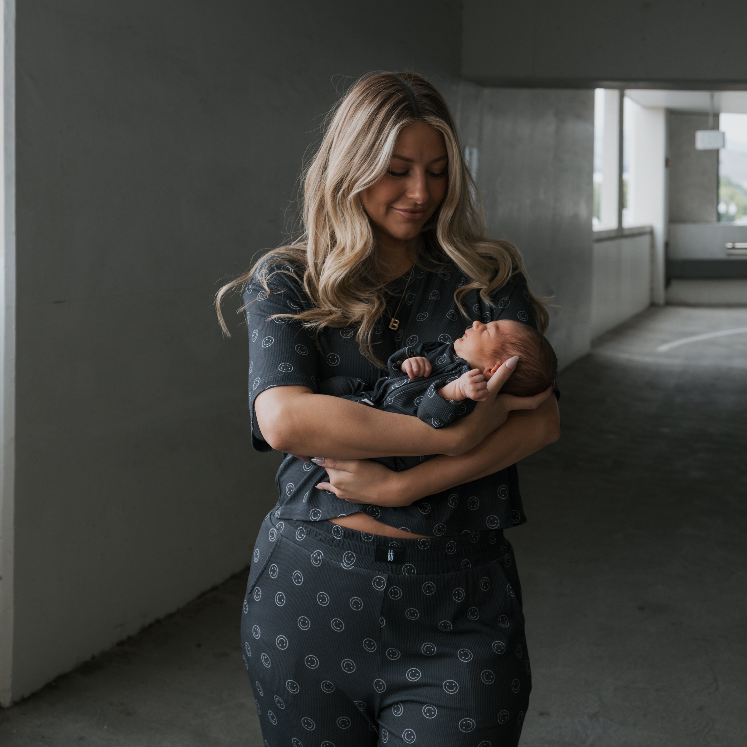 Bamboo Zip Pajamas | Smiley Ribbed