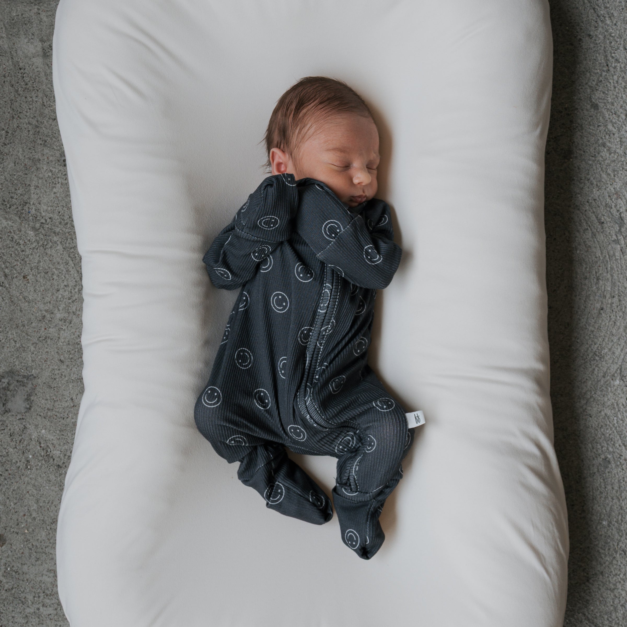 Bamboo Zip Pajamas | Smiley Ribbed