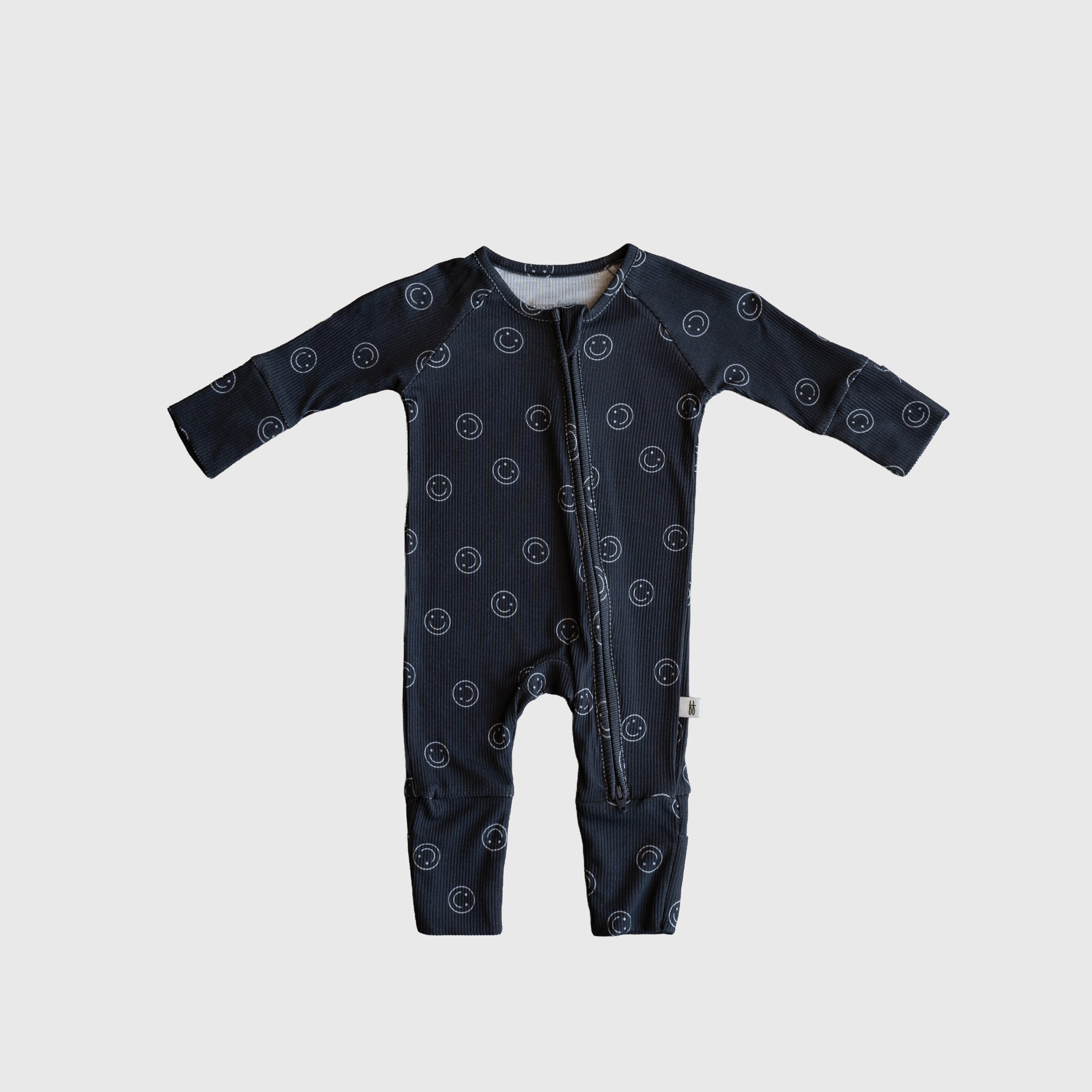 Bamboo Zip Pajamas | Smiley Ribbed