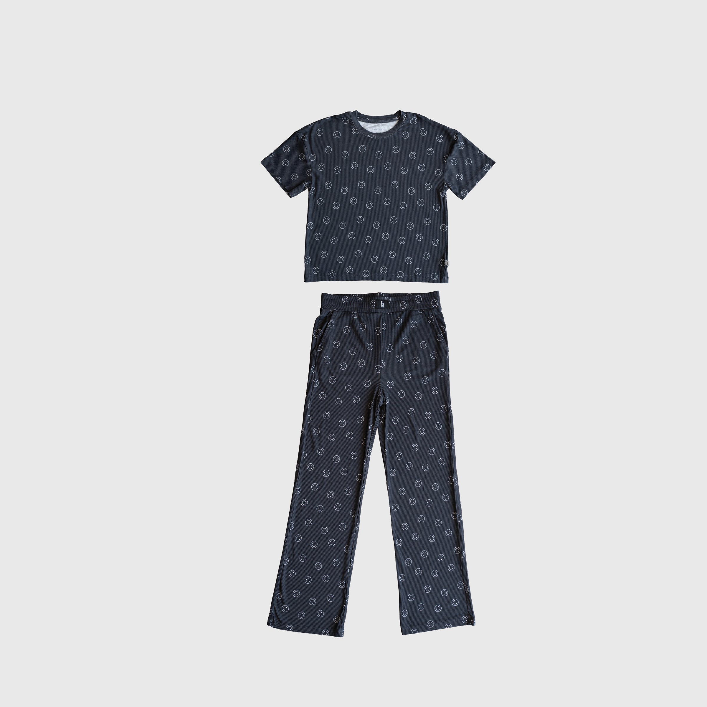 Child Boxy Tee Lounge Set | Smiley Ribbed