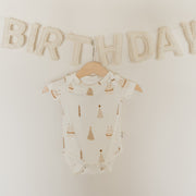 Short Sleeve Bamboo Snapsuit | Birthday Boy