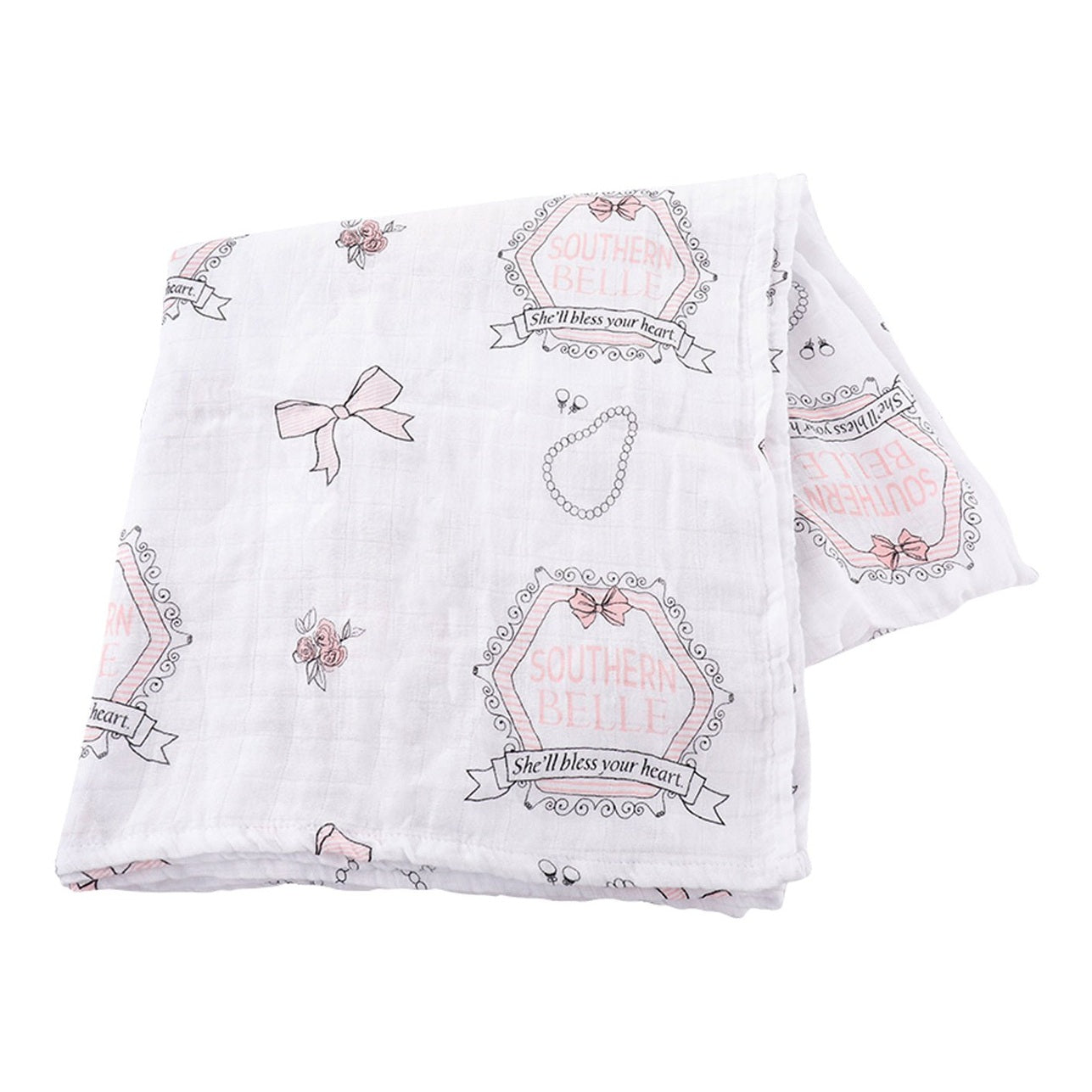 Southern Belle Baby Gift Set: Muslin Swaddle & Bib | Organic Cotton