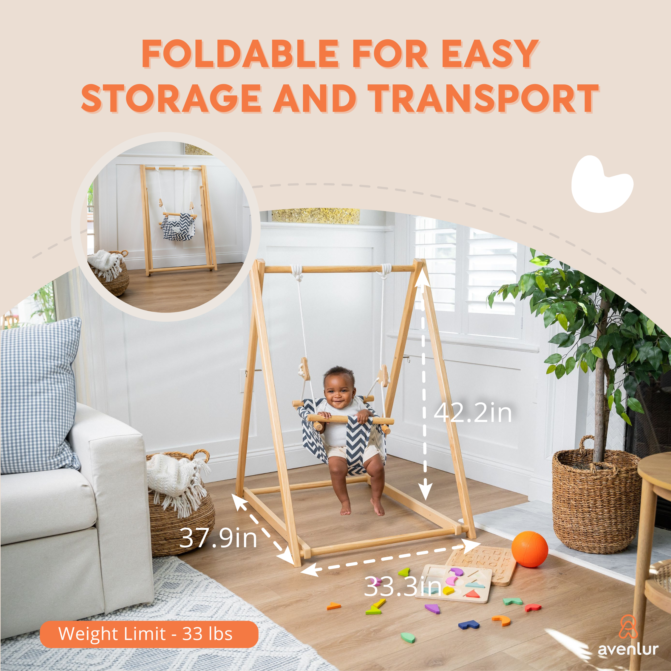 Spruce | Foldable Baby Swing - Gray