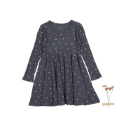 The Printed Long Sleeve Dress - Steel Mushroom