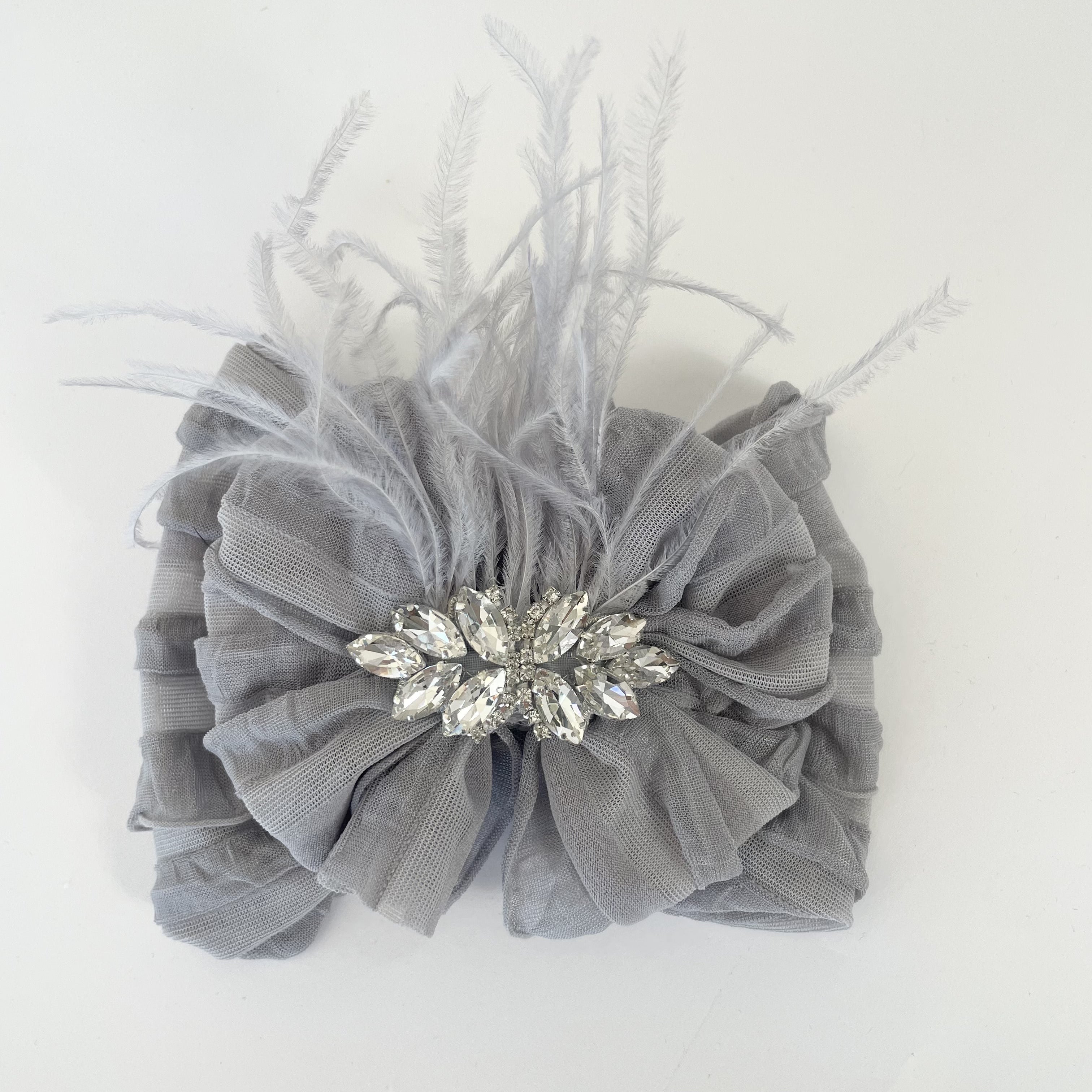 Fancy Feather Ruffled Headband