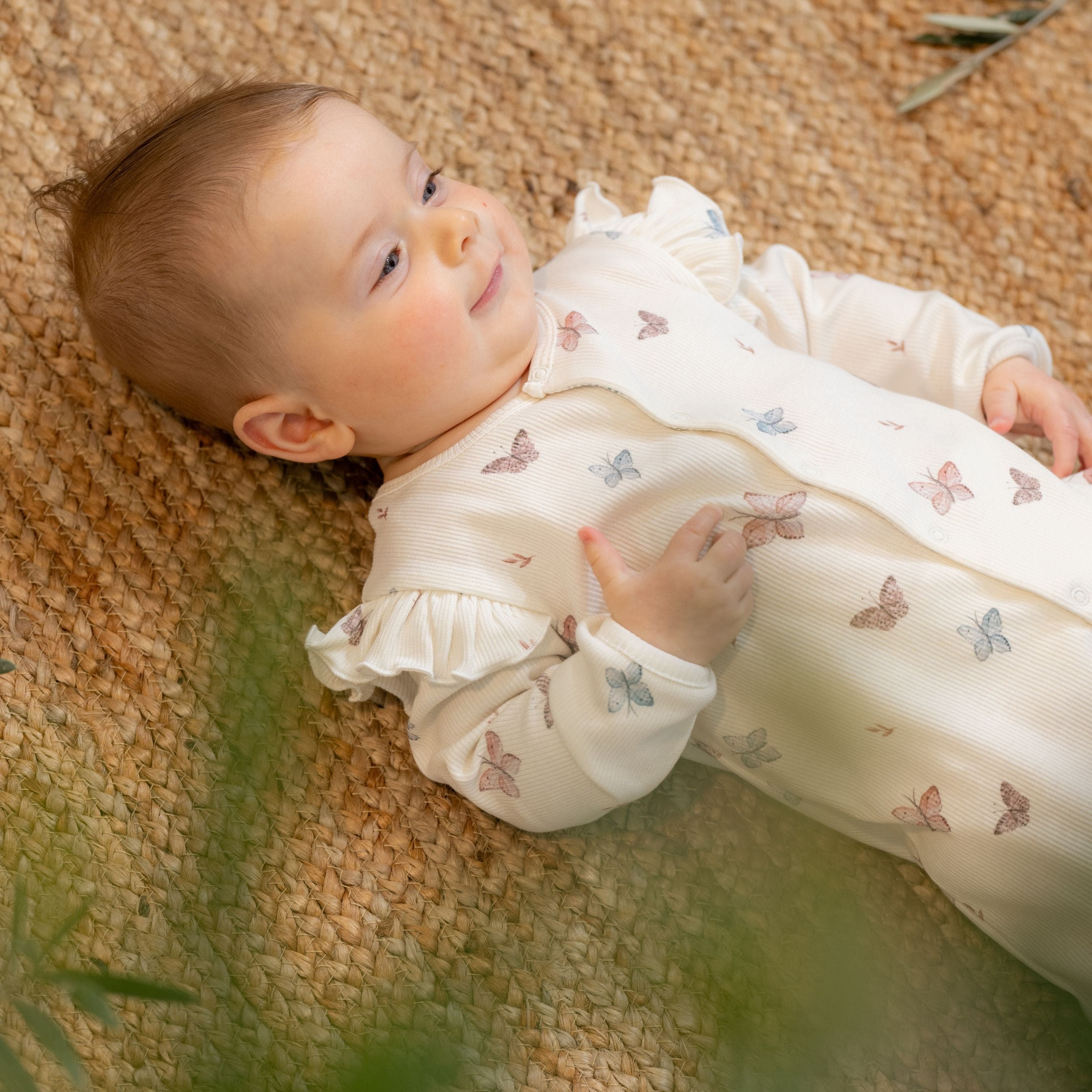 SYRINE  | Girls Ivory Cotton Butterfly Babysuit Set