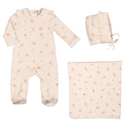 SYRINE  | Girls Ivory Cotton Ditzy Rose Print Babysuit Set