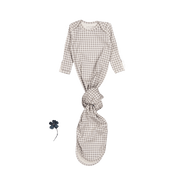 The Printed Baby Gown - Taupe Gingham