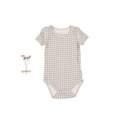 The Printed Short Sleeve Onesie - Taupe Gingham