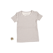 The Printed Short Sleeve Tee - Taupe Gingham