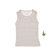 The Printed Tank - Taupe Gingham