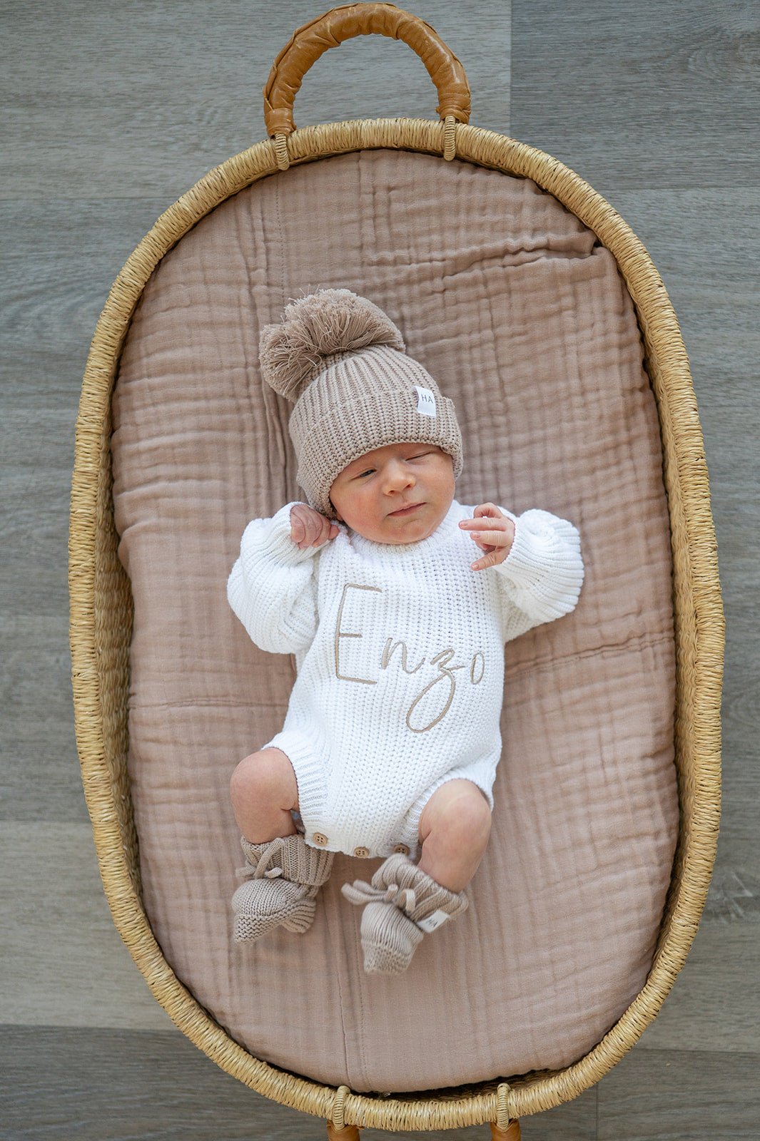 Taupe Organic Cotton Muslin Baby Blanket