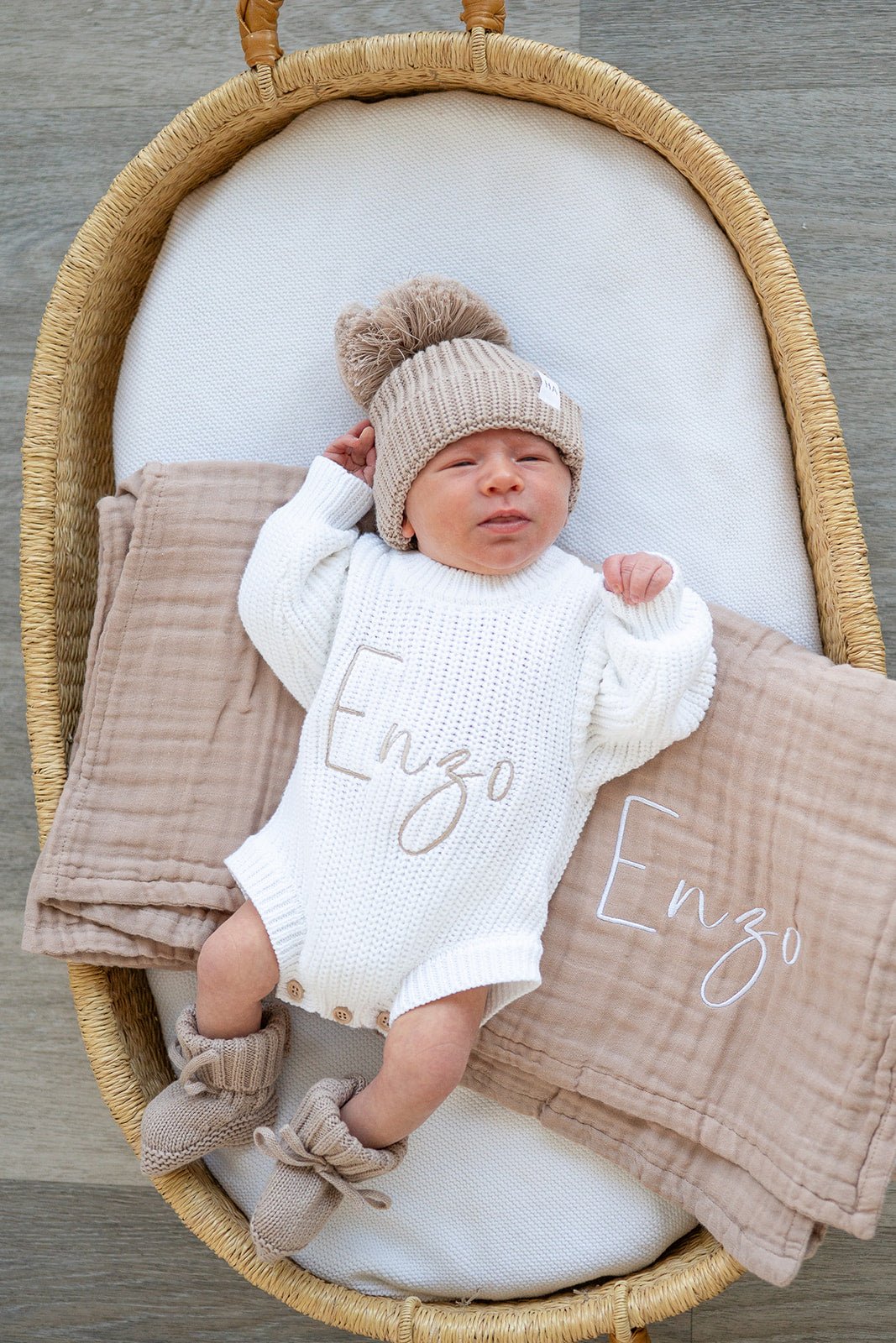 Taupe Organic Cotton Muslin Baby Blanket
