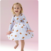 Touchdown Time - Lavender - Twirly Long Sleeve Dress