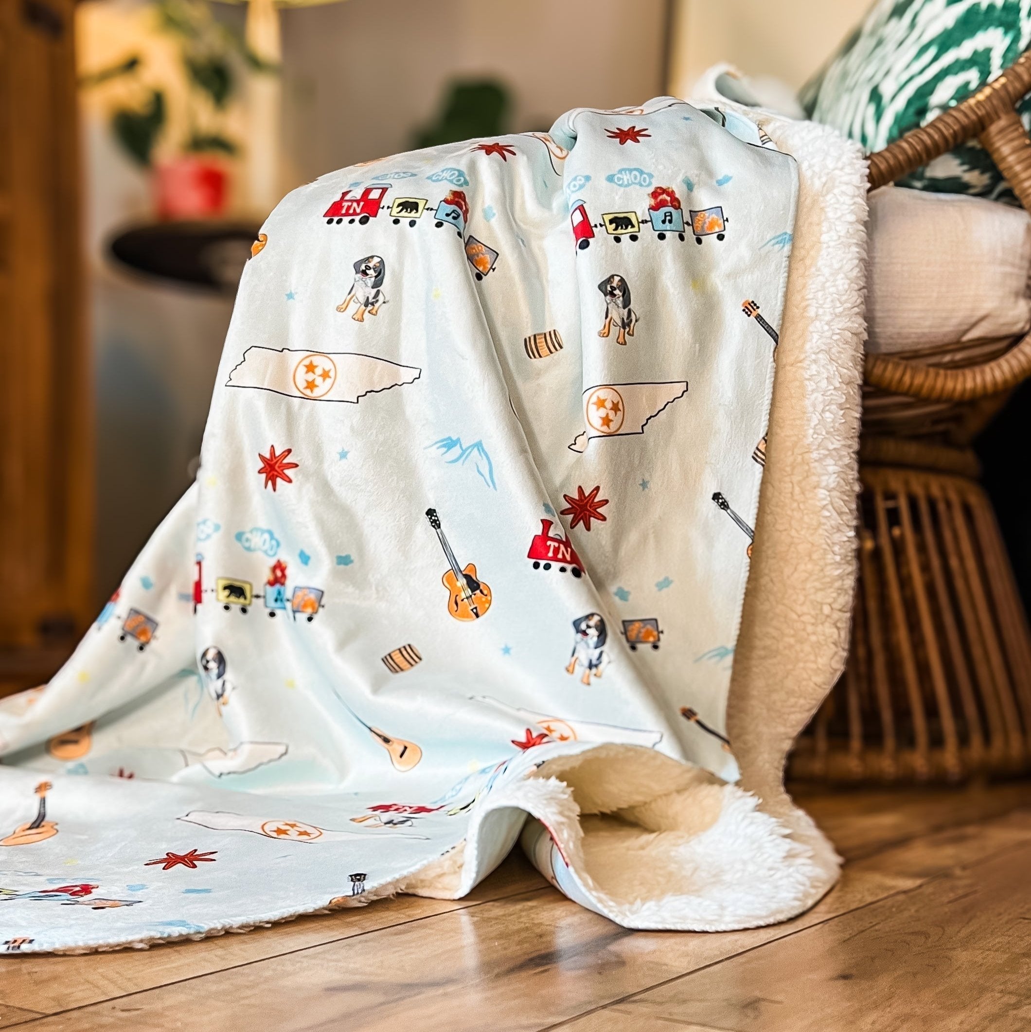 Tennessee Blue Plush Throw Blanket 60x80 Hometown Keepsake for Home