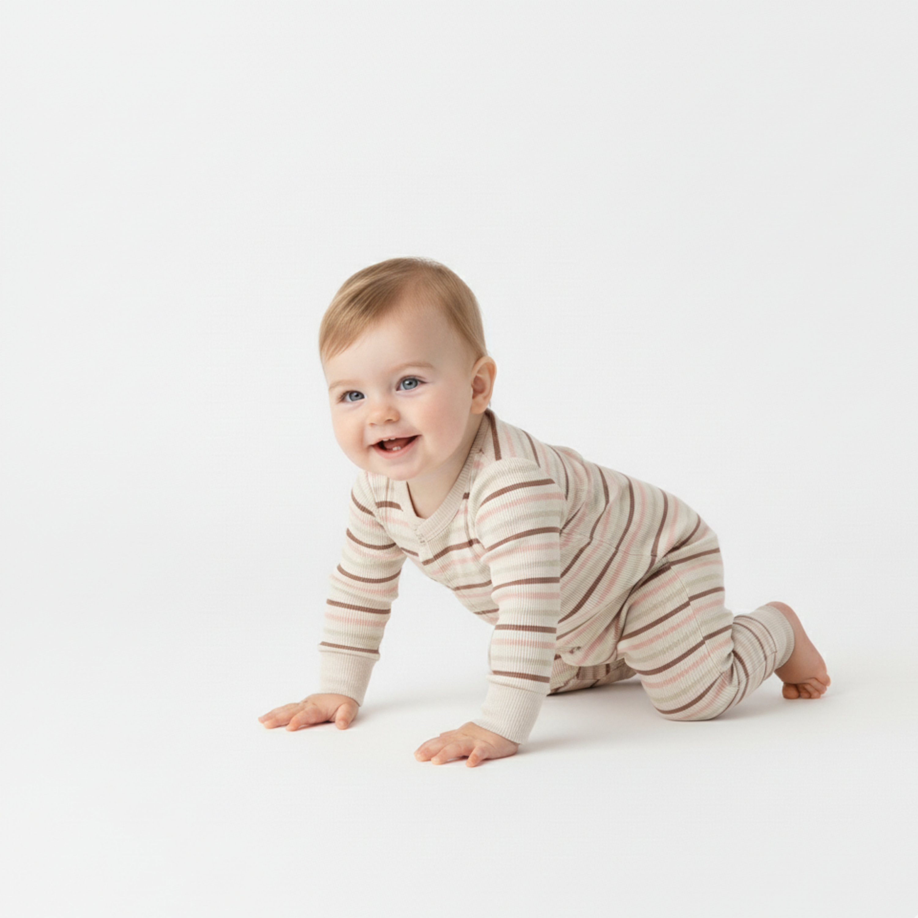 Organic 2-Way Zip Romper - Terra Stripes
