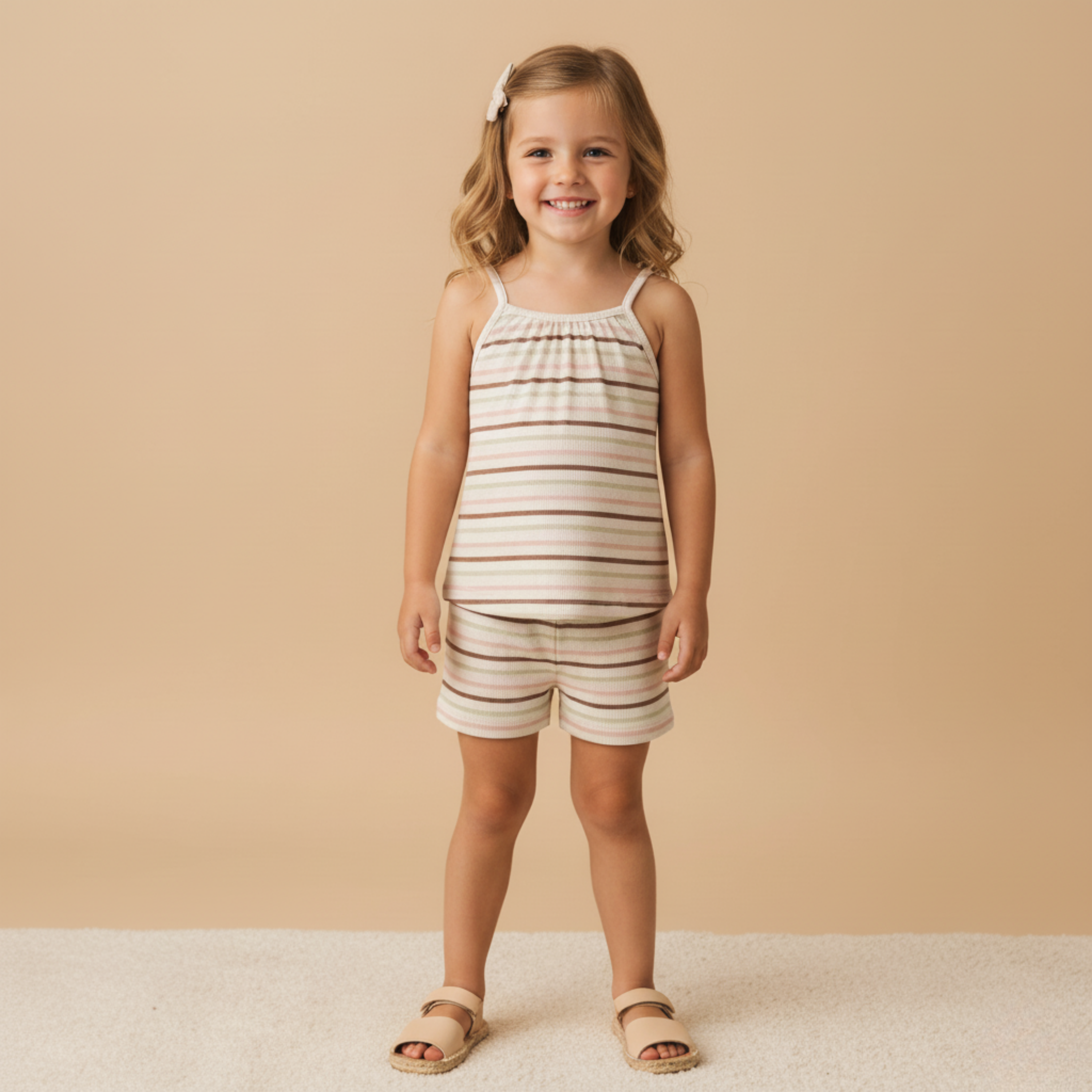 Organic Tank Top & Shorts Set - Terra Stripes