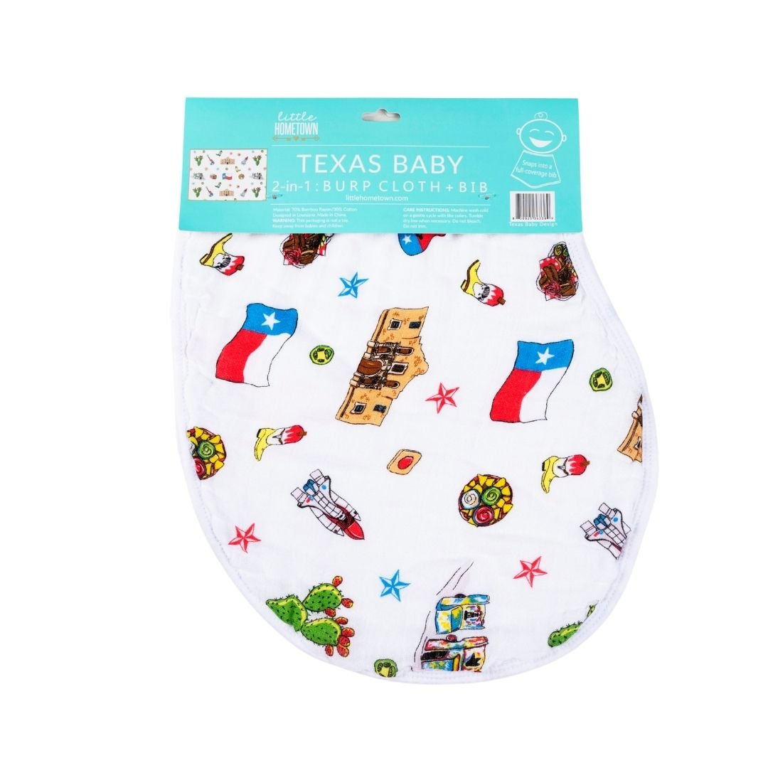 Texas Baby Gift Set: Muslin Swaddle & Bib | Organic Cotton