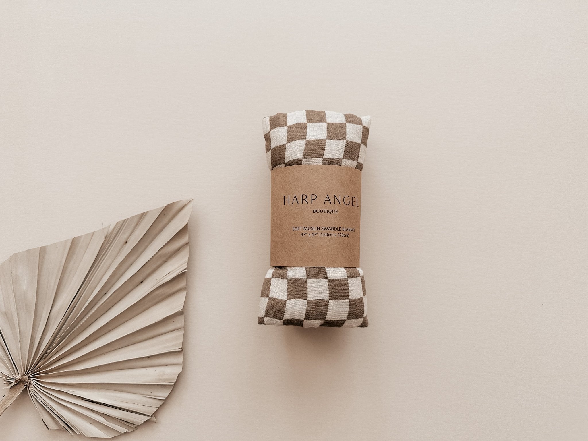 Organic Muslin Swaddle Blanket - Toffee Checkered