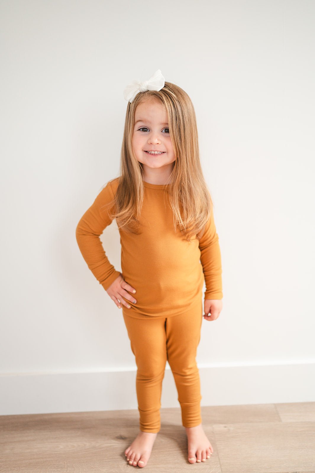 Two-Piece Pajama Set -  Caramel Ribbed