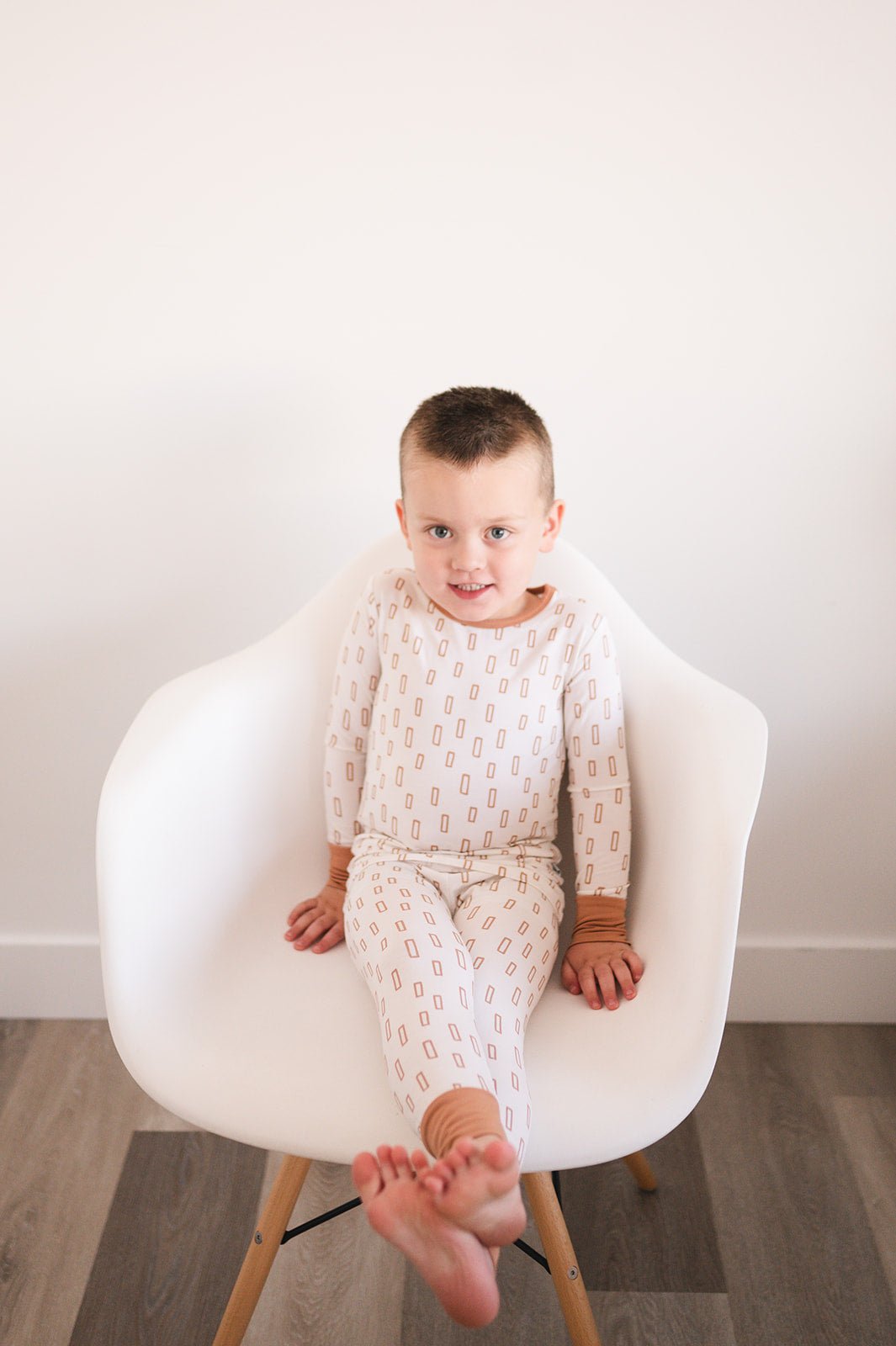 Neutral Rectangle Bamboo Kids Pajama Set