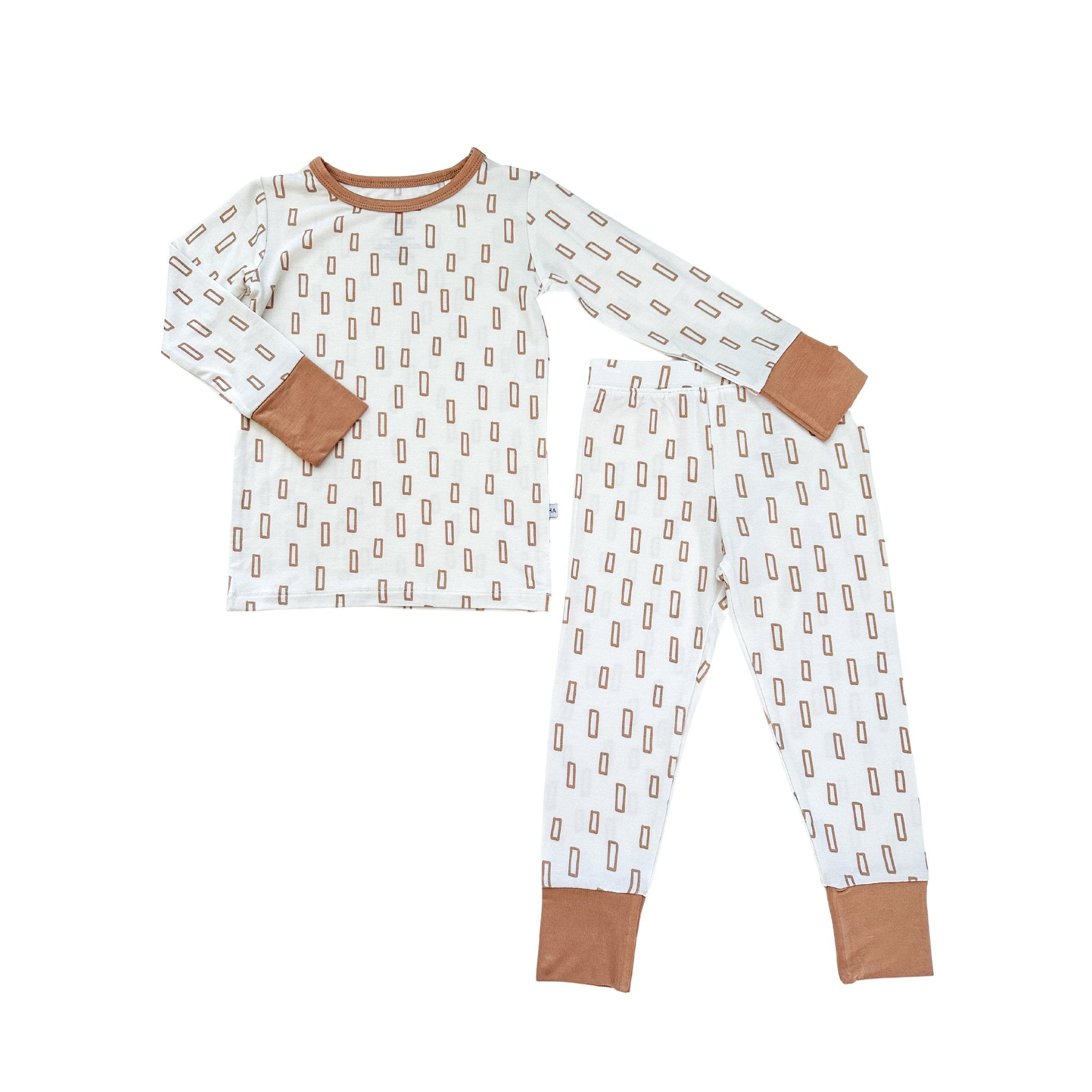 Neutral Rectangle Bamboo Kids Pajama Set