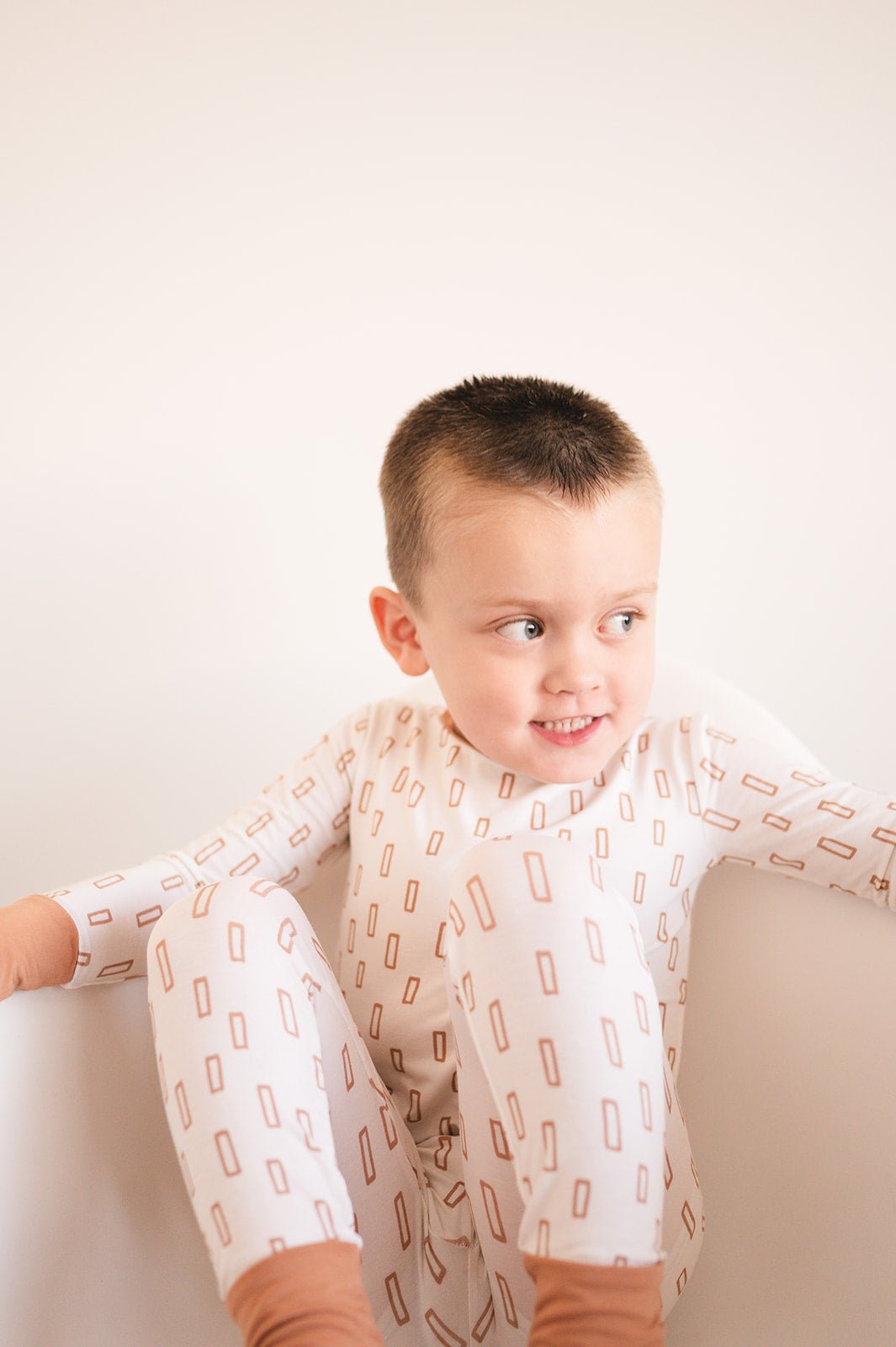 Neutral Rectangle Bamboo Kids Pajama Set