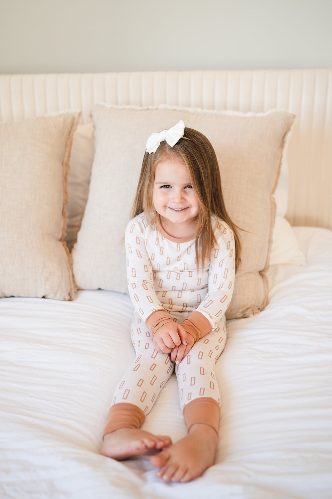 Neutral Rectangle Bamboo Kids Pajama Set