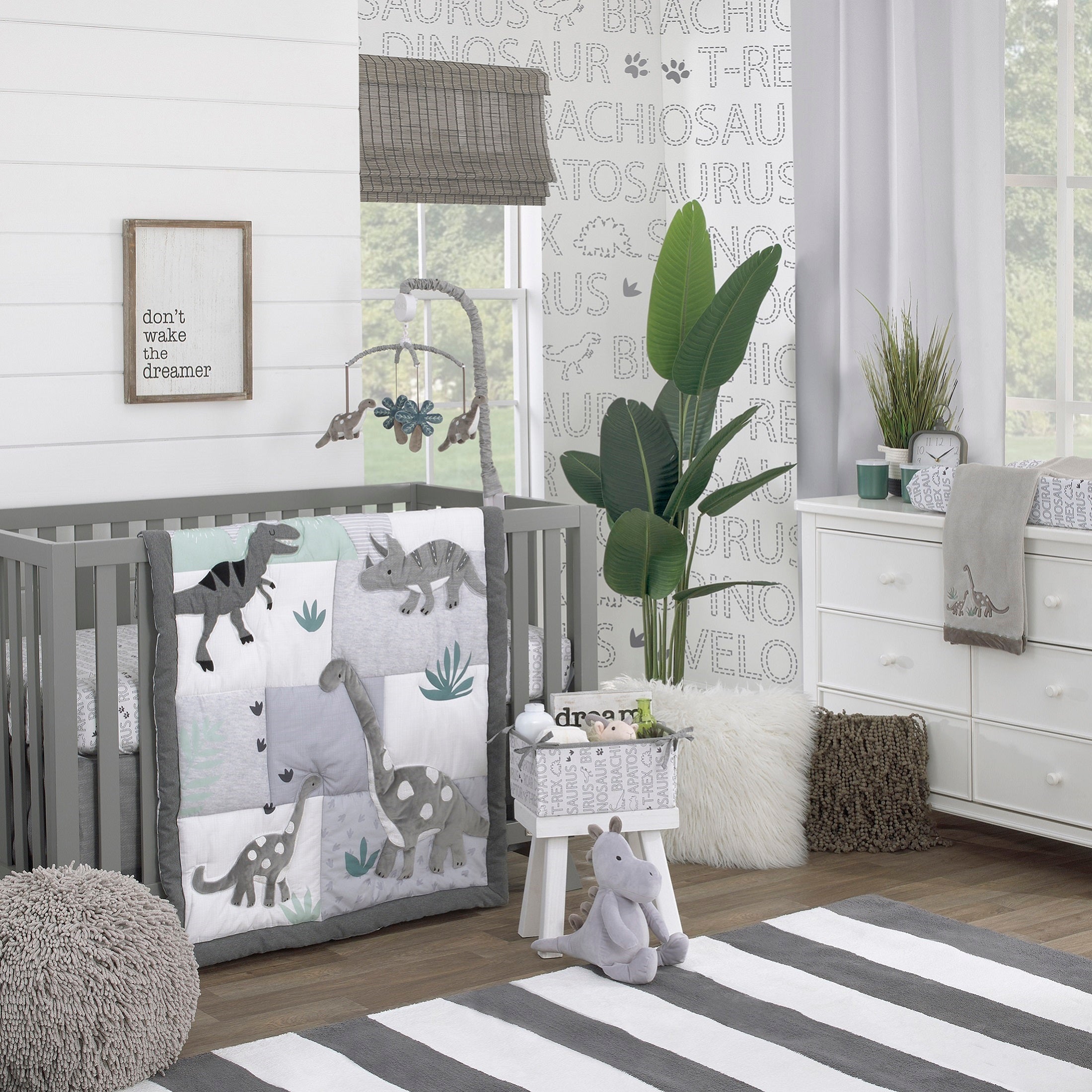 Baby-Saurus Gray and White Super Soft Word Print Changing Pad Cover