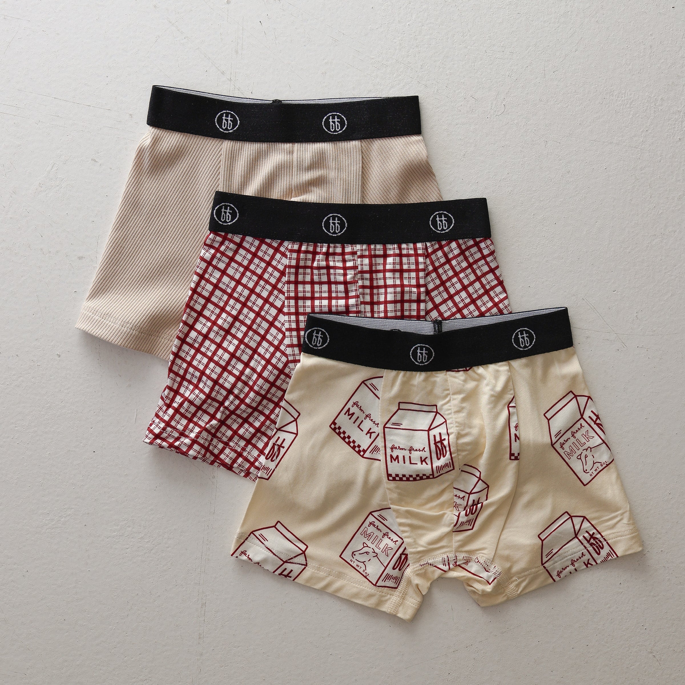 Bamboo Boxers (3 Pack) | Window Pane, Milk & Ribbed Cream