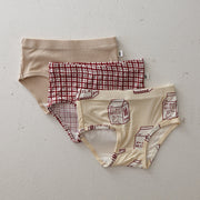 Girl's Bamboo Briefs (3 Pack) | Window Pane, Milk & Ribbed Cream