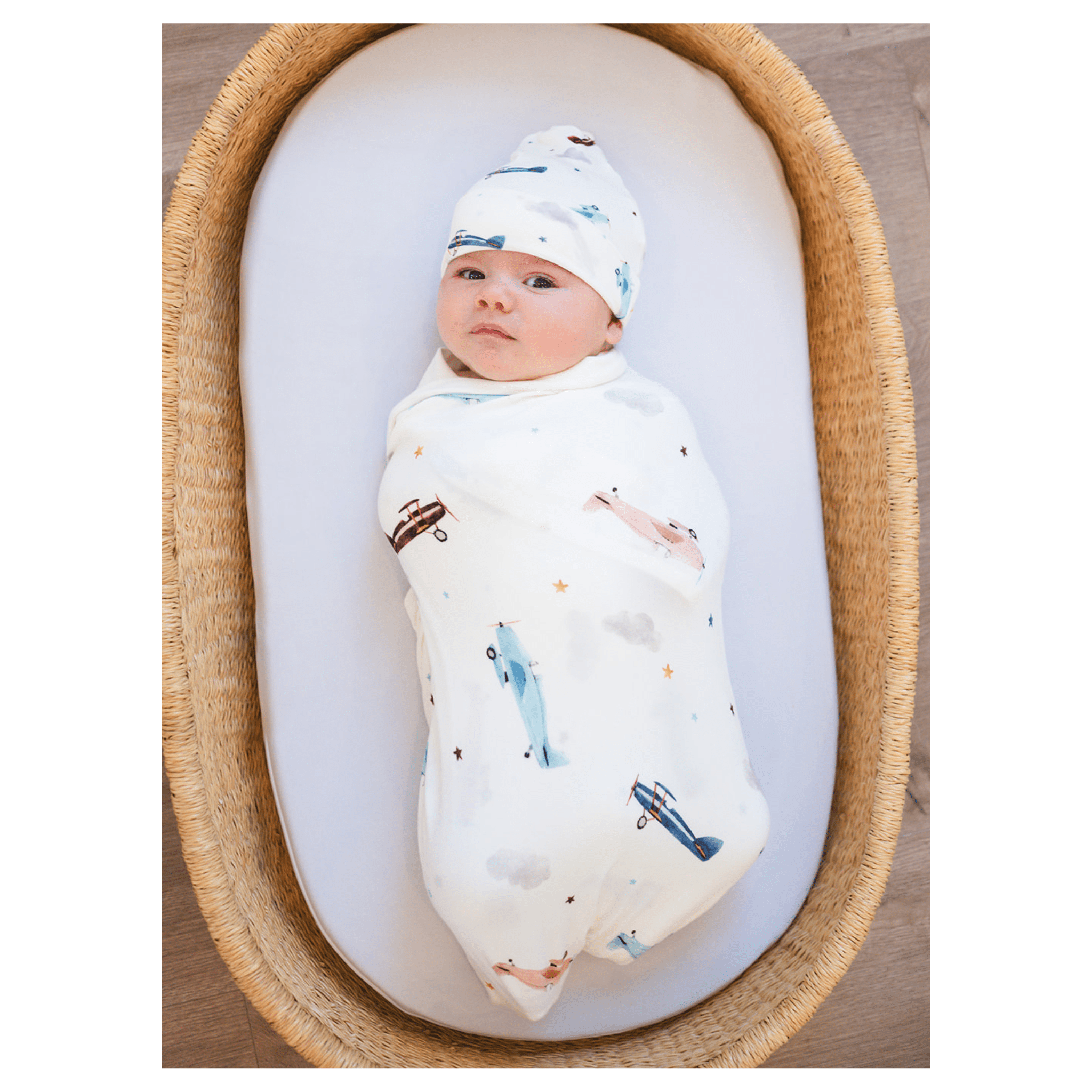 Vintage Airplane Bamboo Stretch Swaddle Blanket