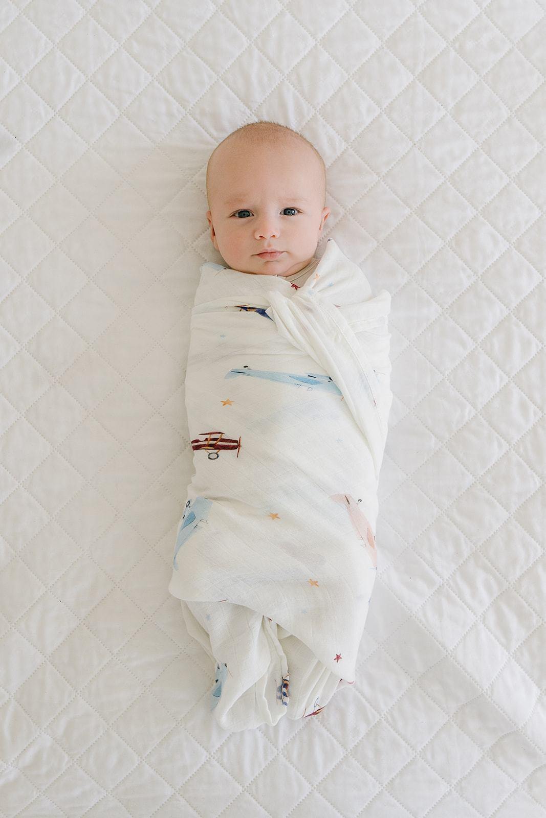 Vintage Airplane Muslin Swaddle Blanket