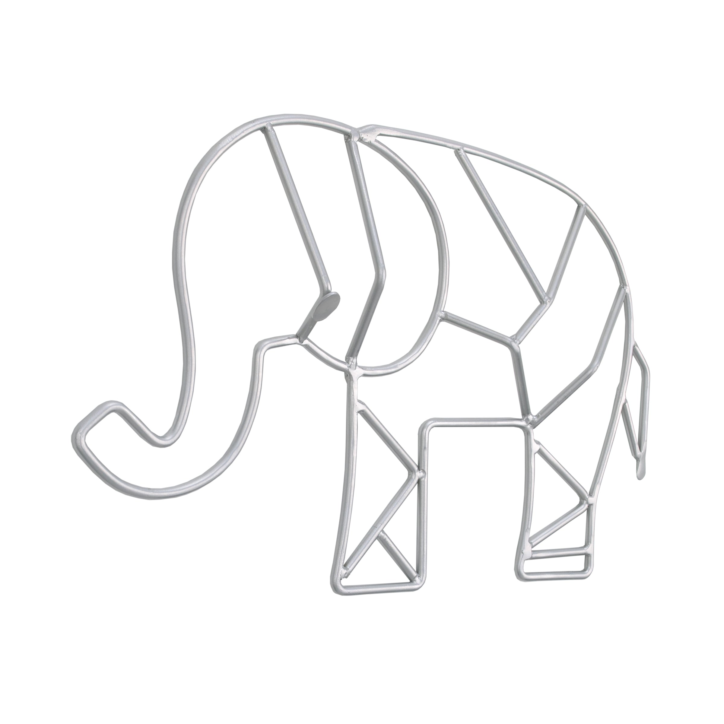 Elephant Shaped Wire Nursery Wall Decor, Grey Finish
