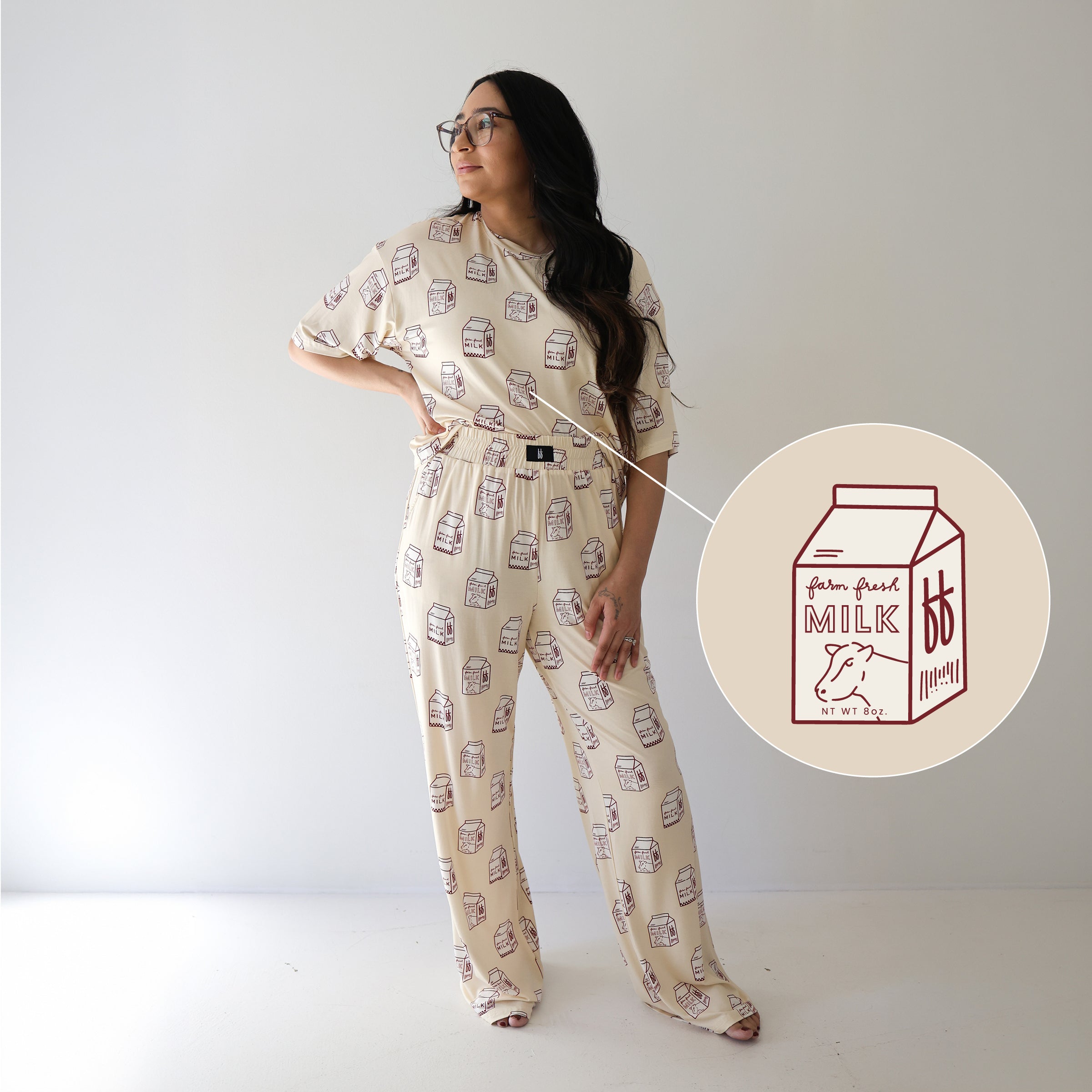 Women's Boxy Tee Lounge Set | Milk