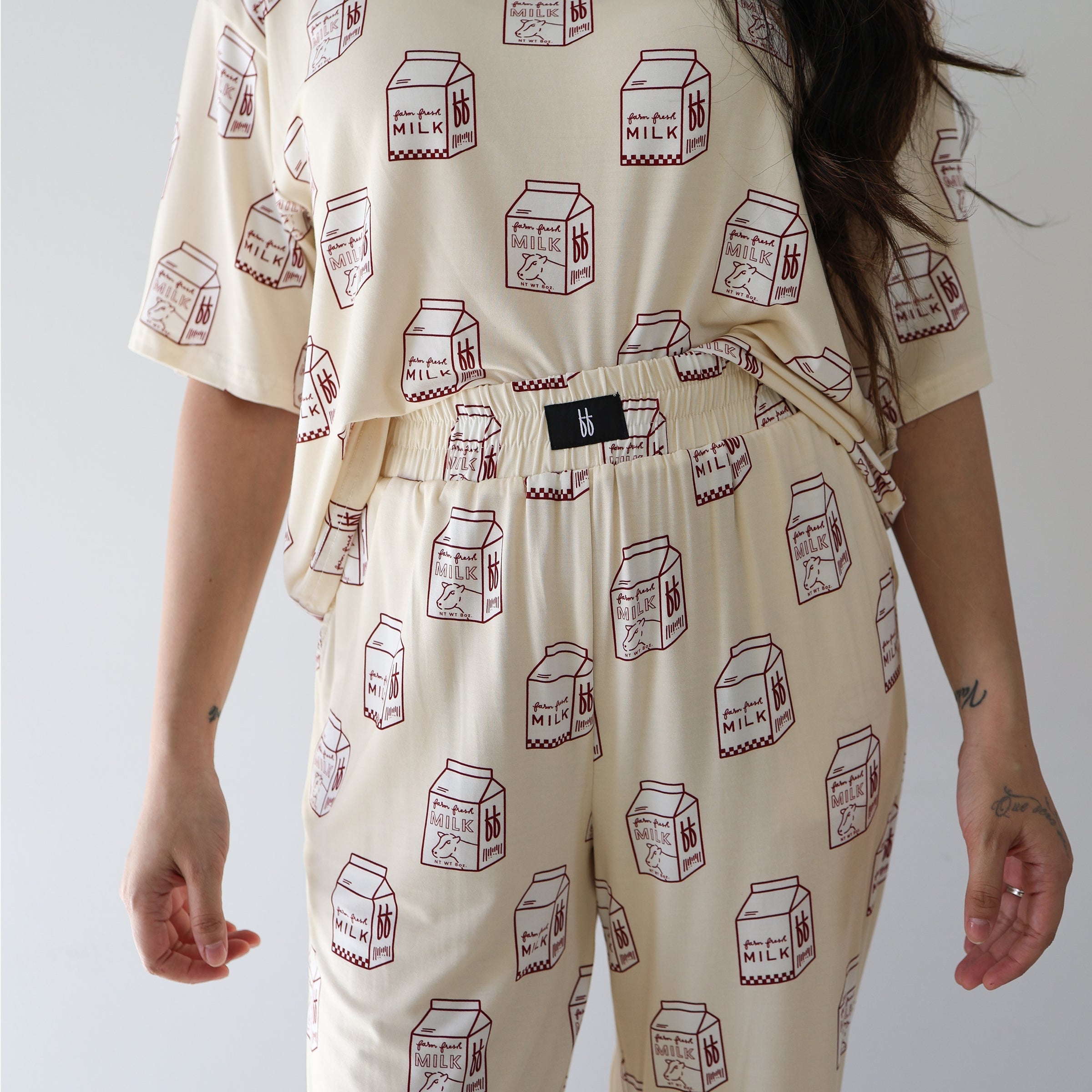 Women's Boxy Tee Lounge Set | Milk