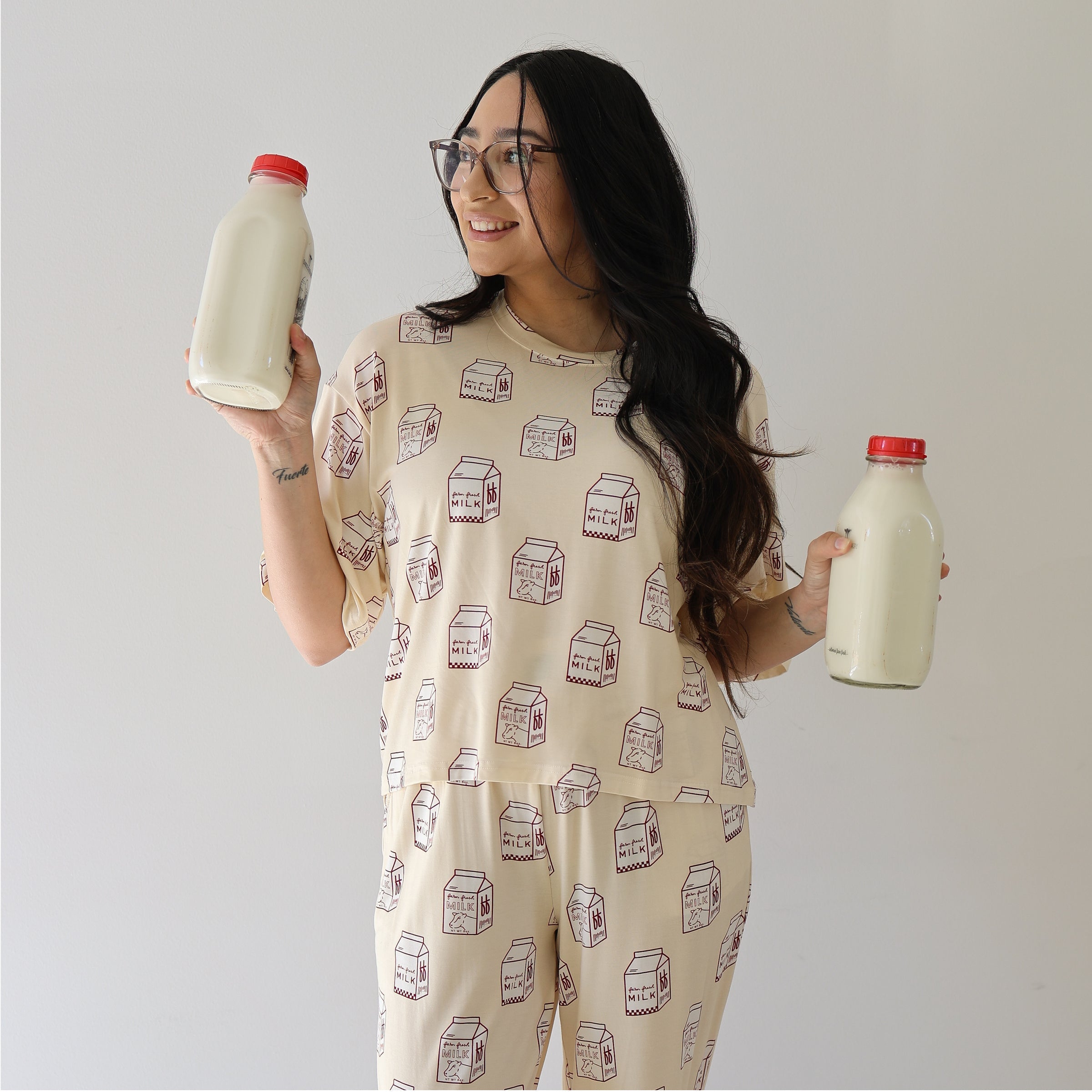 Women's Boxy Tee Lounge Set | Milk