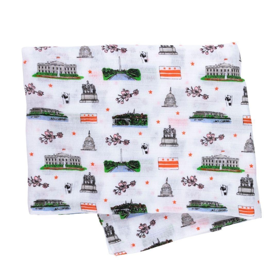 Washington D.C. Newborn Gift Set: Muslin Swaddle & Bib