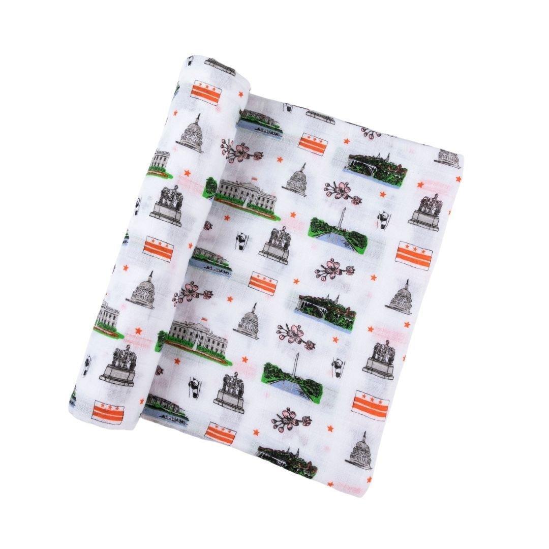 Washington D.C. Newborn Gift Set: Muslin Swaddle & Bib
