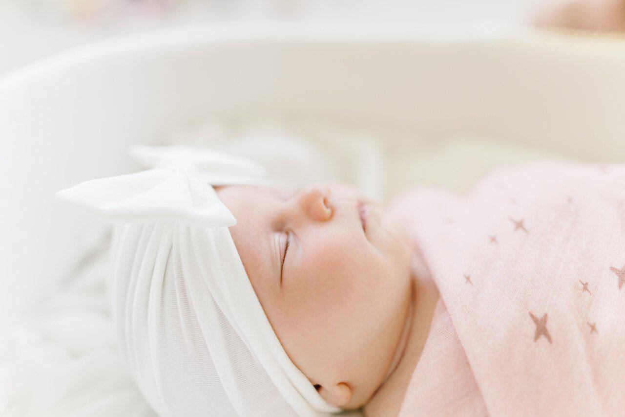 Solid White Bamboo Baby Bow Hat